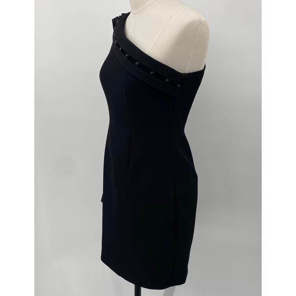 Keepsake the Label Mini Dress Beaded Trim One Shoulder Long Sleeve Black Small - Picture 5 of 10